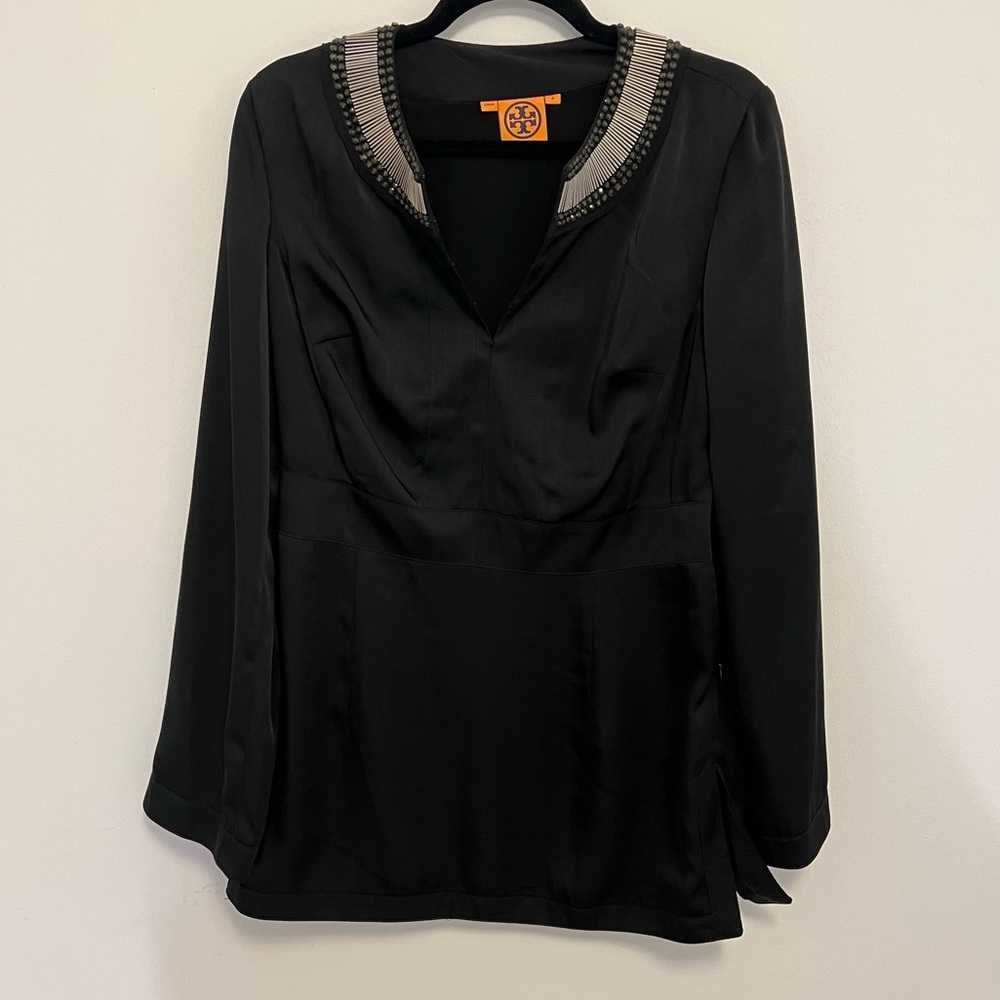 FLASH SALE! Tory Burch Black Beaded Neck Tunic Size 8